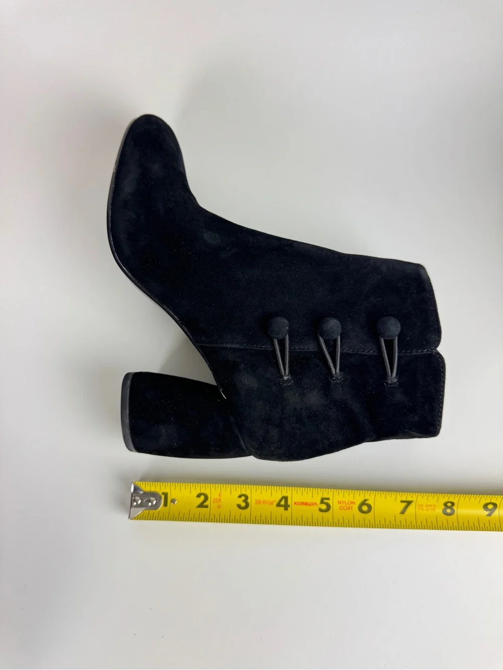 Nine West Black Suede Button Accent Block Heel Ankle Boots